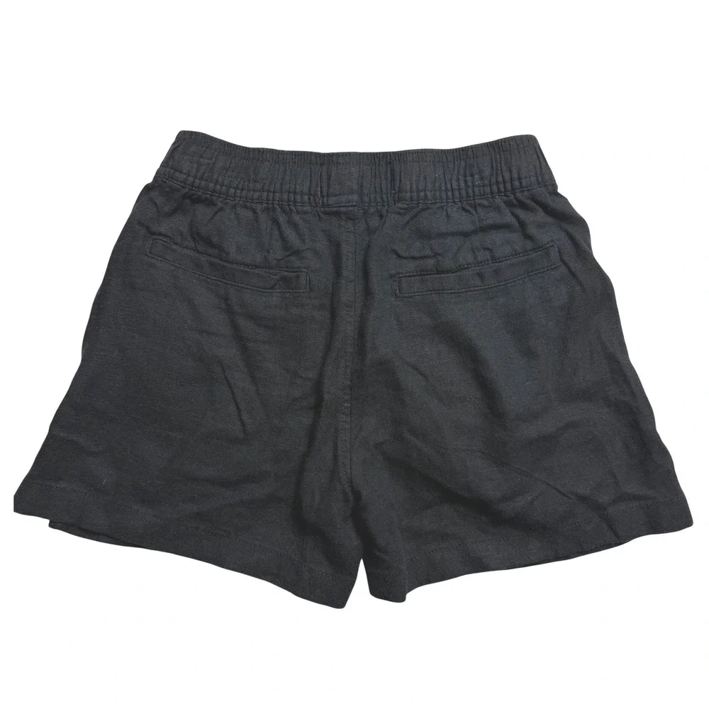 NWT Abercrombie Kids Black‎ Linen Blend Mid Thigh Shorts Elastic Waist Size 7/8